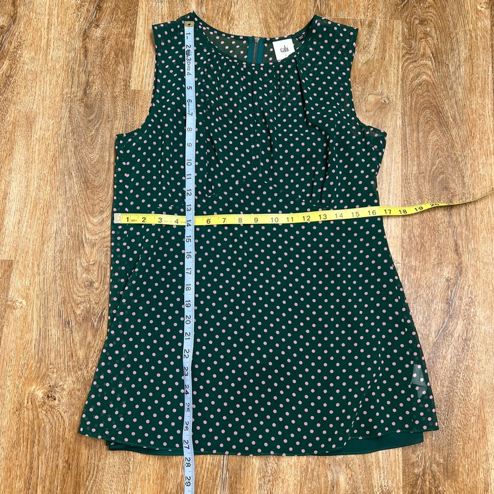 CAbi Size S Flirt Top Green w/Pink Polka Dot with Detachable Green Cami. 2 in 1 - Picture 9 of 10